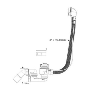 Сифон для ванны McAlpine Push Button HC31PB1.0-CP