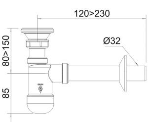 Сифон для умывальника Prevex PR3-D4NR3-009