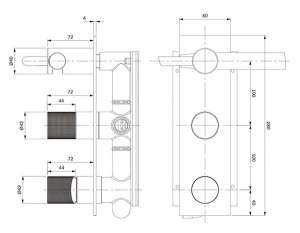 Смеситель встраиваемый Omnires Contour CT8035/1GLB (2 функции)