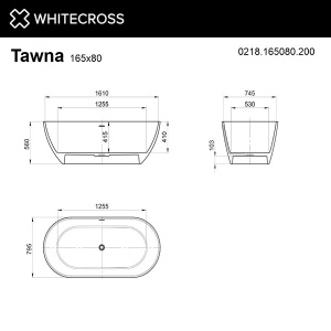 Ванна из искусственного камня Whitecross Tawna белый матовый Solid Surface