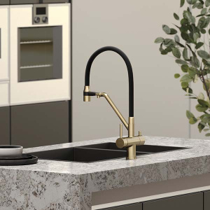 Смеситель для кухонной мойки Sancos Dora SC4003BG с подключением к фильтру воды