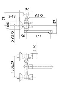 Смеситель для ванны Milardo Tring TRISB02M02
