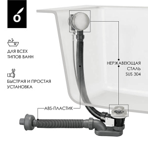 Сифон для ванны Oliveeka OL-104-BN / OL-104-CR