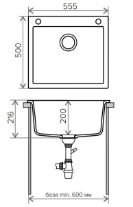Кухонная мойка Tolero Classic R-111, 56х50, черный