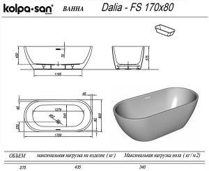 Акриловая ванна Kolpa-san Dalia FS Black, 170х80