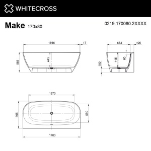 Ванна из искусственного камня Whitecross Make RAL матовый Solid Surface