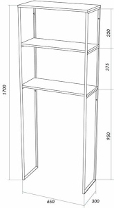 Пенал 1Marka Grunge Loft 170х65 Дуб вотан под стиральную машину