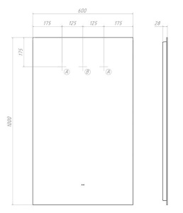 Зеркало Vigo Quadro Classic 600 / 800, 60х100