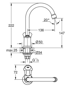 Смеситель для умывальника Grohe Costa L 20393001 на одну воду