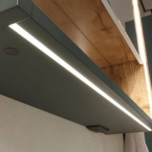 Шкаф-зеркало Equil Gleam LED 60.1D зеленый камень / дуб вотан