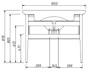 Тумба под умывальник Caprigo Jersey 75 34311-SF023 / 85 34312-SF023 / 105 34314-SF023, 105, бежевый