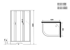 Душевая кабина Niagara Classic NG-3512-14BKG, 120х80, тонированный