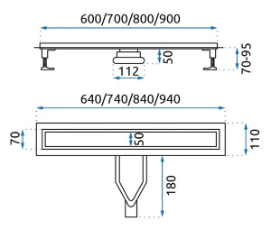 Душевой трап Rea Neox Superflow Nickel Matt двусторонний 60 / 70 / 80 / 90, 70 см