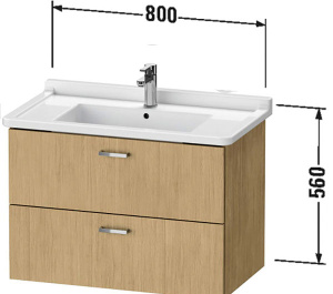 Тумба под умывальник Duravit XBase XB618605252 в комплекте с умывальником Duravit Starck 3