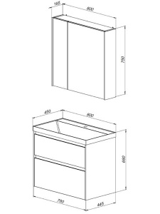 Комплект мебели Aquanet Гласс 80 Classica