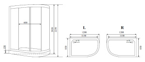 Душевая кабина Timo Standart T-1102 P, 120х85, тонированный