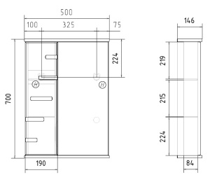 Шкаф-зеркало Volna Joli 50 / 60 / 70 / 80, 50х70, белый