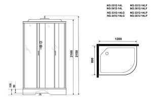 Душевая кабина Niagara Classic NG-3312-14G, 120х80, матовый