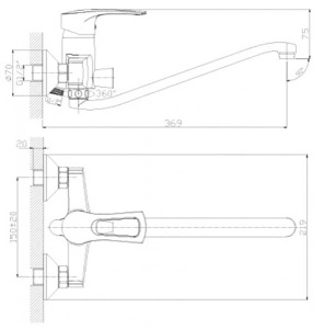 Смеситель для ванны Rossinka Silvermix T40-34