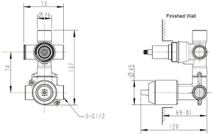 Смеситель скрытого монтажа Bravat Sourse PB8173218CP-3-ENG (3 функции), хром