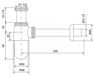 Сифон для умывальника Timo 960/03L