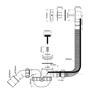 Сифон для ванны McAlpine MRB2SC-PB