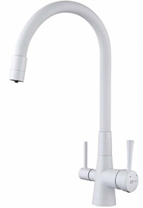 Смеситель для кухонной мойки Lemark Comfort LM3075W / LM3075C-White / LM3075G-White с подключением к системе очистки воды, хром, белый