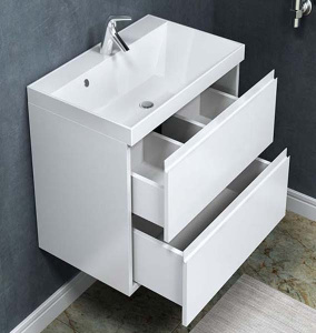Тумба под умывальник Vela Мира подвесная 60 / 70 / 80 Classica Slim, 60, белый глянец