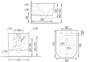 Комплект инсталляции Berges Novum c кнопкой L3 и унитазом Roxen Cube Bidet 530135-01X с функцией биде