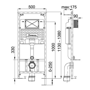 Инсталляция для унитаза Styron Niagara Fix STY-740 с кнопкой STY-800-2