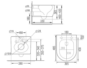 Комплект инсталляции Berges Novum 525 c кнопкой L3 и унитазом Roxen Antares 530185-02 Rimless Soft Close