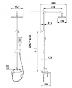 Душевая колонна со смесителем для ванны Bravat ARDEN F6351385CP-A1-RUS