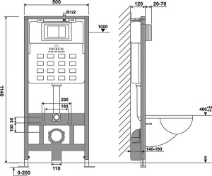 Комплект инсталляции 4 в 1 Roxen StounFix Slim 868304